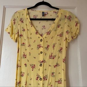 COPY - H&M Divided Floral Yellow Button Up Dress!